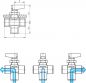 Preview: 3-Wege T-Kugelhähne mit einseitigem Knebelgriff, kompakt, PN 20, L- oder T-Böhrung, Schalttafeleinbau, alle Größen