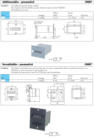 Additionszähler, pneumatisch, 6-stellig, Vorwahlzähler, pneumatisch, 5-stellig