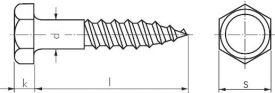 Sechskant-Holzschrauben, Edelstahl A2, DIN 571, Holzschraube, Schraube, alle Größen