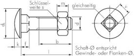 Flachrundschrauben mit Vierkantansatz Edelstahl A2 (ohne Mutter) DIN 603 (Mu) / ISO 8677, alle Größen