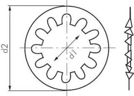 Zahnscheiben innengezahnt, Stahl verzinkt, DIN 6797 J, Scheibe, innengezahnte Scheibe, Maschinenbau, alle Größen