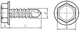 Bohrschrauben, Stahl gehärtet, verzinkt, DIN 7504 / ISO 15480 / ISO 15481, Bohrschraube, Form (M) Sechskantkopf, Form (M) Linsenkopf, Schraube, alle Größen