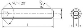 Gewindestifte mit Innensechskant & Kegelkuppe DIN 913 / ISO 4026 Stahl 45 H, alle Größen