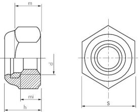 Sechskantmuttern, selbstsichernd mit Kunststoff-Klemmring, Edelstahl A2, DIN 985 / ISO 10511, Mutter, Gegenmutter, alle Größen