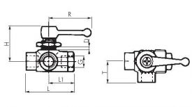 3-Wege Kugelhähne, L-Ausführung mit Befestigungsgewinde PN 20, alle Größen