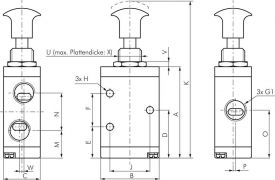 3/2-Wege Axial-Handhebelventile, Baureihe VL