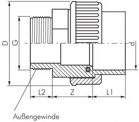 Verschraubungen mit Klebemuffe & Außengewinde, PVC-U (nur für Kunststoffgewinde), PN 16