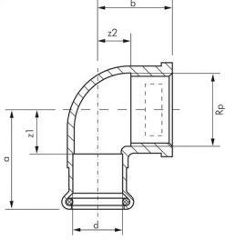 Winkel 90° mit Innenpressende & Innengewinde, Edelstahl, alle Größen