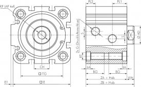 Kompaktzylinder, einfachwirkend, ISO 21287 (Eco-Line), Zylinder, Kolben, Hub, Pneumatikzylinder, Isozylinder, Iso-Zylinder