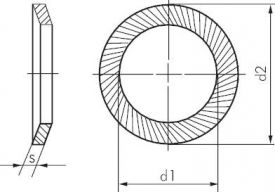 Original Schnorr-Sicherheitsscheiben, Stahl geschwärzt, S-Form, Schnorr, Scheibe, Sicherheitsscheibe, alle Größen