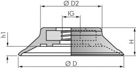 Flachsauger mit stabiler Lippe und einvulkanisiertem Halter, Ø 60 - 95 mm