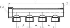 Verteilerrohre mit Außen- und Innengewinde, 3 Abgänge, PN 10, Messing vernickelt, Weiche Verteilerleiste Verbinder, Druckluftverteiler, Verteiler