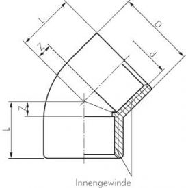 Gewindewinkel 45° PVC-U (nur für Kunststoffgewinde), PN 10, Winkelverschraubung, Verschraubung, alle Größen