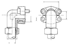 Winkel-Flanschverschraubungen mit geteiltem SAE-Flansch, Lochbild 3000 PSI, Stahl verzinkt