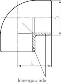 Gewindewinkel PVC-U (nur für Kunststoffgewinde) mit IG PN 10, alle Größen