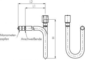 Wassersackrohre, U-Form, DIN 16282, Stahl