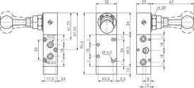 5/3-Wege-Handhebelventile G 1/8" mit Raste, Baureihe XMV 1000