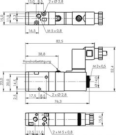 3/2-Wege-Magnetventile mit Federrückstellung M5, Ventil, YPC, Baureihe SF1000, Magnetventil, Wegeventil