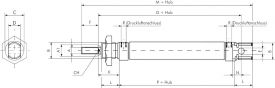 Rundzylinder, einfachwirkend, ISO 6432, Zylinder, Kolben, Hub, Pneumatikzylinder, Isozylinder, Iso-Zylinder