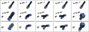 Steckanschluss-Einschraubtüllen (R-Gewinde / metrischer Nippel) IQS Standard, alle Größen