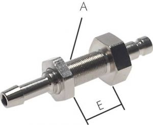 Kupplungsstecker mit Schlauchtülle & Schottgewinde, NW 2,7 , Messing vernickelt, alle Größen von www.pneumatikshop-online.de