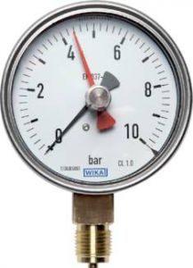 Manometer senkrecht Ø 100 mm Chromnickelstahl/Messing, Robust, Klasse 1.0, Druckluftmanometer, alle Größen