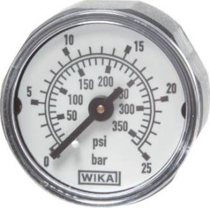 Mini-Manometer Ø 23, 26, 27 mm, waagerecht, Klasse 4.0, Minimanometer, Druckluftmanometer, Manometer