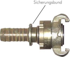 Sicherheits-Kompressorkupplungen mit Schlauchtülle & Sicherungsbund, Temperguss verzinkt, NBR-Dichtung