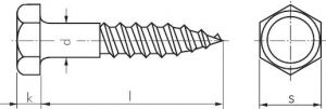 Sechskant-Holzschrauben, Stahl verzinkt, DIN 571, Holzschraube, Schraube,alle Größen