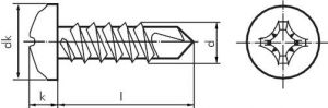 Bohrschrauben, Stahl gehärtet, verzinkt, DIN 7504 / ISO 15480 / ISO 15481, Bohrschraube, Form (M) Sechskantkopf, Form (M) Linsenkopf, Schraube, alle Größen