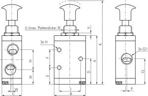 3/2-Wege Axial-Handhebelventile, Baureihe VL