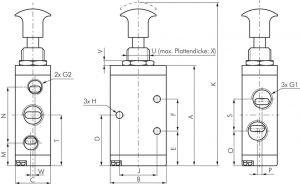 5/2-Wege Axial-Handhebelventile, Baureihe VL