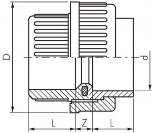 Verschraubungen mit Klebemuffen, PVC-U, PN 16