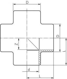 Kreuz-Stücke mit Klebemuffen, PVC-U, PN 16