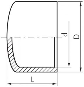 Verschlusskappen mit Klebemuffe, PVC-U, PN 16