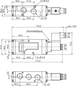 5/2-Wege-Magnetventile G 1/2", Baureihe SF6000, alle Steuerspannungen