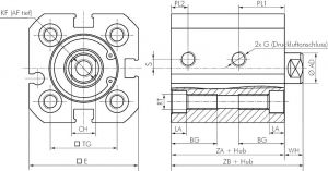 Kompaktzylinder, doppeltwirkend, ISO 21287 (Eco-Line), Zylinder, Kolben, Hub, Pneumatikzylinder, Isozylinder, Iso-Zylinder