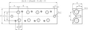 Mehrfachanschlussplatten, für 3/2-Wege, 5/2-Wege und 5/3-Wege Ventile der Baureihe RV10 – RV40, Ventilplatten, Magnetventilplatten