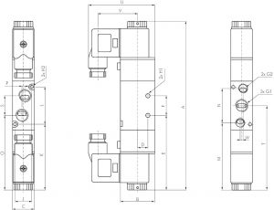 5/2-Wege und 5/3-Wege Magnetventile G 1/8", Baureihe RV10, alle Steuerspannungen