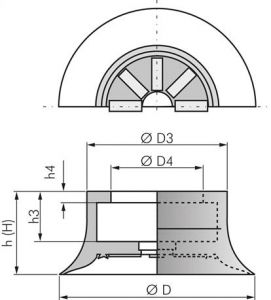 Flachsauger mit sehr feiner Lippe (ohne Halter), Ø 40 - 200 mm