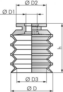 Balgsauger (ohne Halter), 4,5-fach, P-Serie ( Ø 20 - 50 mm)