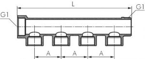 Verteilerrohre mit Außen- und Innengewinde, 3 Abgänge, PN 10, Messing vernickelt, Weiche Verteilerleiste Verbinder, Druckluftverteiler, Verteiler