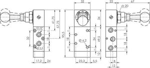 5/3-Wege-Handhebelventile G 1/8" mit Raste, Baureihe XMV 1000