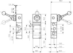 5/2-Wege-Handhebelventile G 1/8", Baureihe XMV 1000