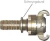 Sicherheits-Kompressorkupplungen mit Schlauchtülle & Sicherungsbund (DIN 3238), 42 mm, 16 bar Temperguss verz., NBR-Dichtung